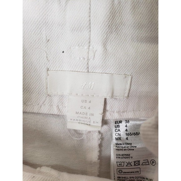 H&M Pants Womens 4 White Visible 4-Buttons High-Waist Pleated Paper Bag Trousers - Picture 7 of 11